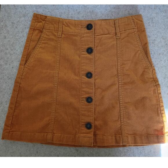 Forever21 Corduroy Button Front Mini Skirt S Y2K Revival Fall Neutral Academia - Picture 7 of 10